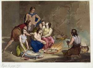 Alte Mexikaner machen Brot von Giulio Ferrario