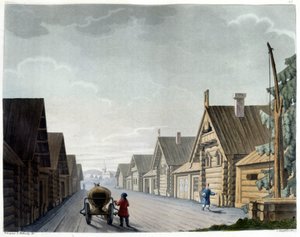 Russisches Dorf - in „Le costume ancien et moderne“ von Ferrario, hrsg. Mailand