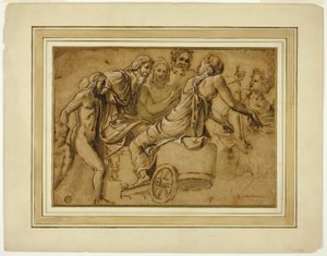 Studie für Venus, die Jupiter um die Dienste von Merkur als Herold bittet von Giulio Romano
