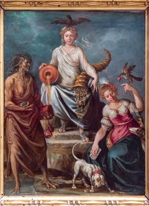 Überfluss, mit Geiz und Faulheit