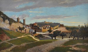 Mauern von San Gimignano von Giuseppe Abbati