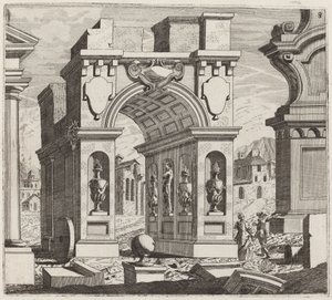 Architektonische Fantasie mit einem Triumphbogen von Giuseppe Antonio Landi