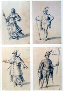 Kostümentwürfe für allegorische Figuren, 16. Jahrhundert von Giuseppe Arcimboldi