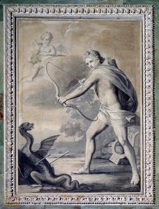 Apollon tötet die Schlange Python
