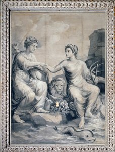 Erde und Wasser reichen sich die Hände zur Freundschaft (Monochrome Zeichnung)