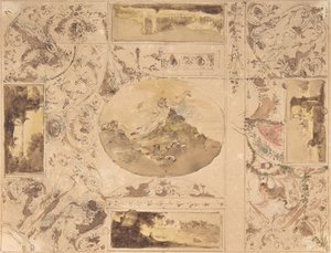 Entwürfe für die Dekoration einer Decke, spätes 18. bis mittleres 19. Jahrhundert von Giuseppe Bernardino Bison