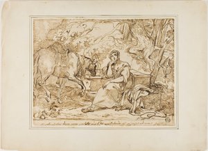 Angelica ruht an einem Brunnen von Giuseppe Bezzuoli