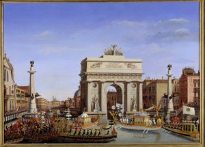 Besuch Napoleons I. in Venedig vom 28. November bis 8. Dezember 1807: Einzug des Kaisers in einer Gondel auf dem Canal Grande