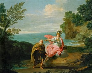 Göttin Athena verkleidet Odysseus als Bettler