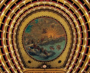 Decke gemalt von Giuseppe Cammarano, Teatro San Carlo, Neapel, Kampanien, Italien von Giuseppe Cammarano