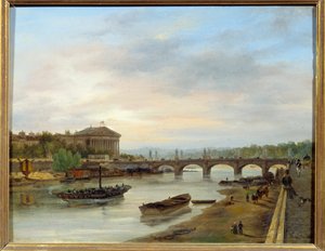 Der Palais Bourbon und die Pont Louis XVI (Pont de la Concorde) vom Quai des Tuileries in Paris aus gesehen