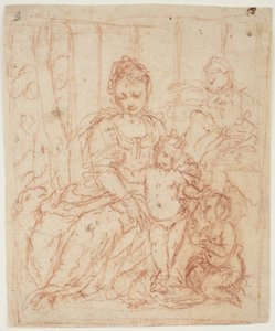 Die Heilige Familie mit dem kleinen Johannes dem Täufer und einem Lamm