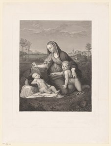 Maria mit Kind und dem jungen Johannes dem Täufer in einer Landschaft
