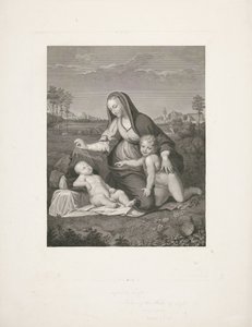 Maria mit Kind und dem jungen Johannes dem Täufer in einer Landschaft