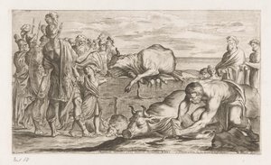Trojaner opfern Tiere an Neptun Neptuno meritos aris indicit honores Irrfahrten des Aeneas (Serientitel) L