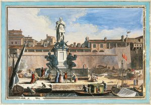 Ansicht von Livorno: Quattro Mori Denkmal, Illustration von Giuseppe Maria Terreni