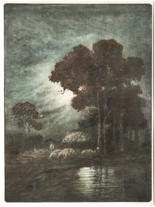 Landschaft und Herde (Radierung) von Giuseppe Miti Zanetti