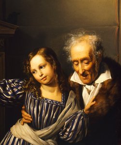 Alter Mann zeigt seiner Enkelin die Herm von Maria Luigia von Giuseppe Molteni
