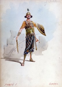 Kostüm von Ismael, dem Neffen des Königs von Jerusalem von Giuseppe Palanti (1881-1946) in der Oper von Giuseppe Verdi (1813 - 1901), Nabucco, ursprünglich Nabucodonosor genannt. Musée de la Scala