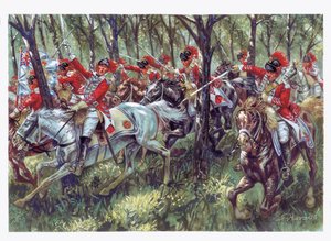Amerikanischer Unabhängigkeitskrieg (1775-1783): Der Angriff der amerikanischen Siedler (Illustration von Giuseppe Rava)
