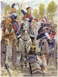Erstes Kaiserreich, Spanischer Krieg: Der Angriff der polnischen Kavallerie in der Schlacht von Somosierra 1808 (Illustration)
