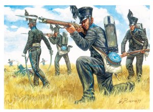 Erstes Kaiserreich: Das Infanterieregiment der Schwarzen Braunschweiger - Illustration von Giuseppe Rava