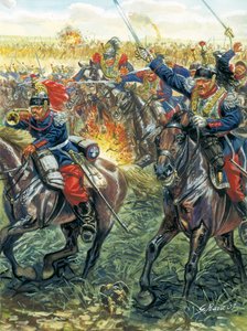 Deutsch-Französischer Krieg 1870: Der Angriff der französischen Schlachtschiffe in der Schlacht bei Froeschwiller Woerth am 6.08.1870 von Giuseppe Rava