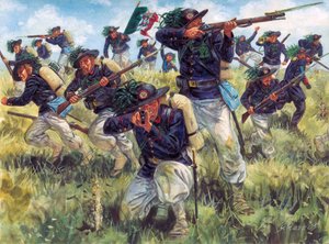 Italienfeldzug von 1859 (Zweiter Italienischer Unabhängigkeitskrieg): Bersaglieri (Bersagliers) der italienischen Armee im Einsatz