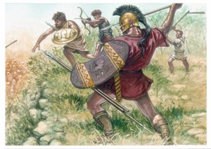 Königreich Makedonien: Soldaten der leichten Infanterie - Makedonien (antikes Königreich): Soldaten der leichten Infanterie - Illustration von Giuseppe Rava