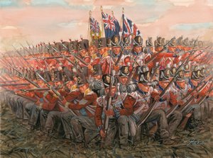 Napoleonische Kriege: Englische Soldaten in der Schlacht von Waterloo am 18. Juni 1815 (Illustration von Giuseppe Rava) von Giuseppe Rava
