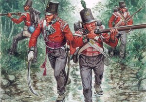 Soldaten der britischen Infanterie patrouillieren um 1810 von Giuseppe Rava