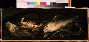 Stillleben mit Fischen und Krabbe