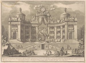 Die Seconda Macchina für die Chinea von 1766: Ein Theater für athletische Spiele von Giuseppe Vasi, after Giuseppe Palazzi, after Paolo Posi