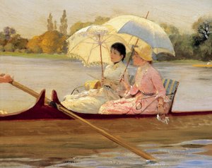 Frauen in Booten auf der Themse
