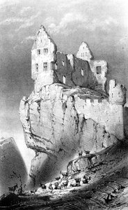 Das Schloss von Crussol, Saint-Peray, Frankreich, 19. Jahrhundert von Godard Q. des Augustins