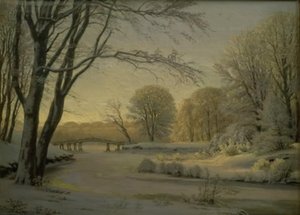 Winterlandschaft mit einem zugefrorenen Bach
