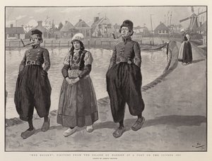 Ihre Eskorte, Besucher von der Insel Marken an einem Hafen am Zuyder Zee von Gordon Frederick Browne