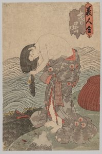 Taucherin kämmt ihr Haar, 1786-1864 von Gototei Kunisada