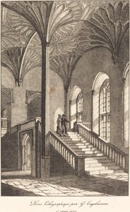 Mann und Frau steigen die Treppe hinunter von Gottfried Engelmann