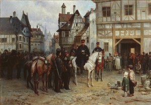 General Blücher mit den Kosaken in Bautzen, 1885 von Gottfried Willewalde