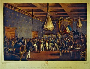 Lesen der Adresse der Abgeordnetenkammer im Hotel de Ville, Paris am 31. Juli 1830 von Gottfried or Godefroy Engelmann