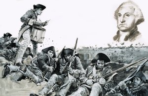 Ein Trommler schlägt eine Bitte um Verhandlung bei der Schlacht von Yorktown