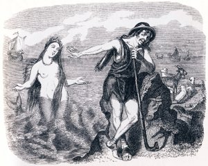 Der Hirte und das Meer - Fabeln von La Fontaine von Grandville