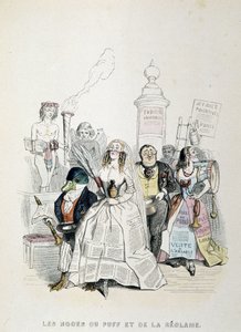 Die Hochzeit des Puff und der Werbung (Karikatur über die Fülle der Pressewerbung) - von Grandville