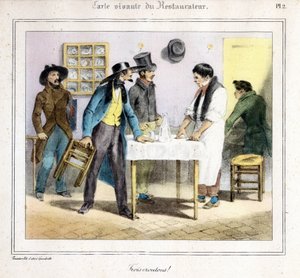 Die lebende Karte des Restaurateurs: Drei Croutons! 1831-32 von Grandville