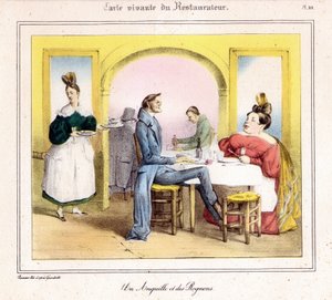Die lebende Karte des Restaurateurs: ein Aal und Nieren von Grandville