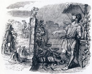 Jupiter und der Pächter - Fabeln von La Fontaine von Grandville
