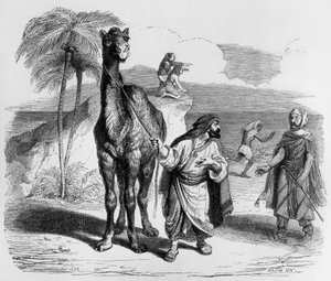 La Fontaines Fabel (von Jean de La Fontaine): das Kamel und die schwimmenden Stöcke, Stich von J.J. Grandville, ca. 1838-40 von Grandville (1803 47)