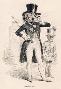 Löwe von Paris. Illustrierte Vignetten von JJ Granville. Gravur signiert Andrew, Best und Leloir im Teil "Reise eines afrikanischen Löwen nach Paris" geschrieben von Honoré de Balzac in "Szenen aus dem privaten und öffentlichen Leben der Tiere". Paris, J.  von Grandville