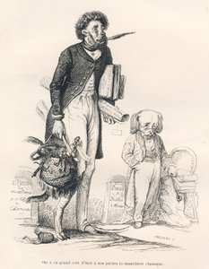 Es war ein großer Fehler, unseren Dichtern den klassischen Maulkorb zu nehmen. Illustrierte Vignetten von JJ Granville. Gravur signiert Breviere im Teil "Das erste Feuilleton von Pistolet" geschrieben von Jules Janin in "Szenen aus dem privaten und öffentl von Grandville